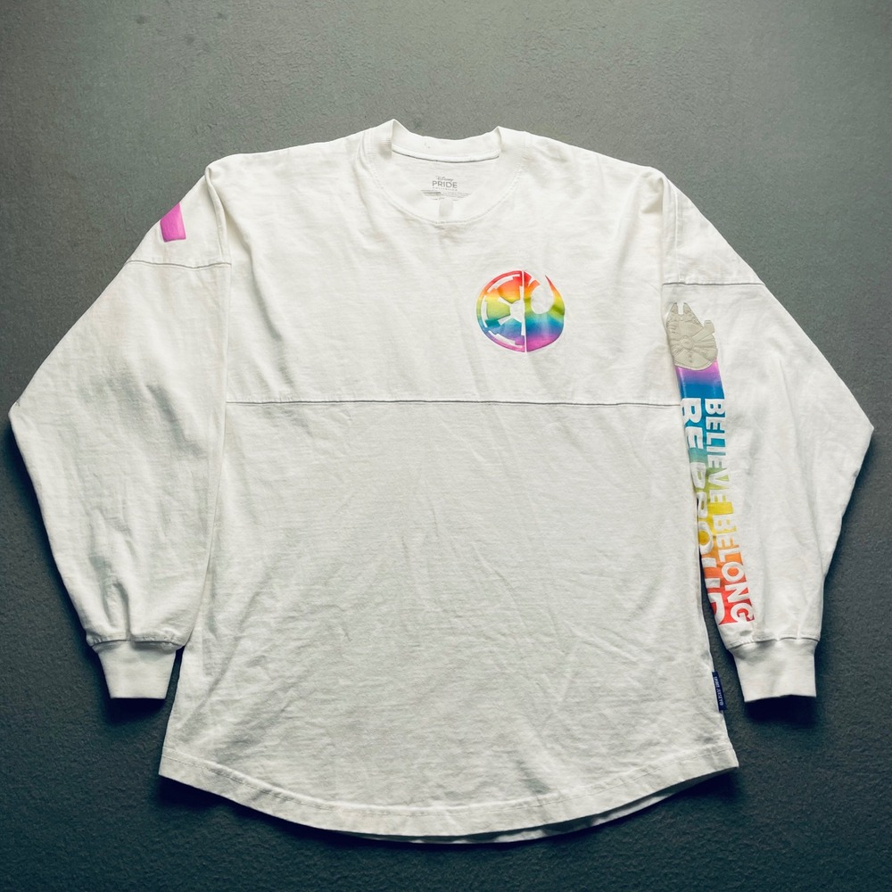 Disney Star Wars Pride Spirit Jersey XS White Rainbow Believe Belong Be Proud